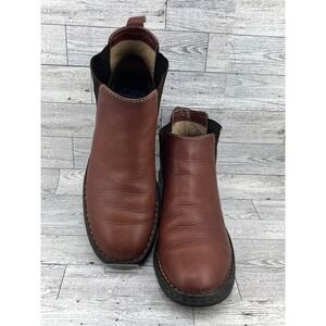 Born Brown Leather Chelsea Ankle Boots Women US 8 EU 39 W9778 Equestrian Sole